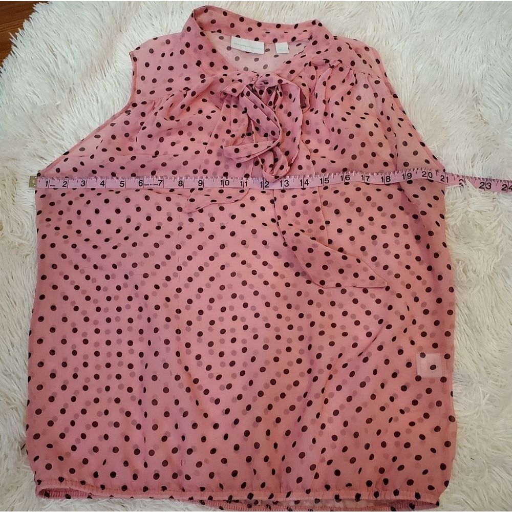 Sleeveless sheer pink polka dot blouse NY and c